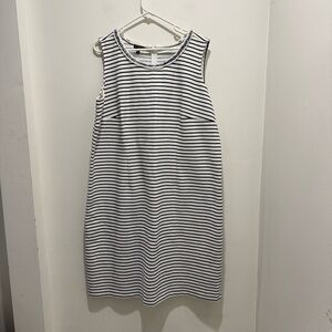 Talbots women's sleeveless striped navy and white dress Size 16W